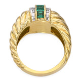 18k Yellow Gold Emerald and Diamond Ring