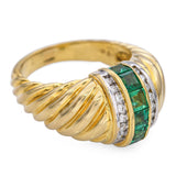 18k Yellow Gold Emerald and Diamond Ring