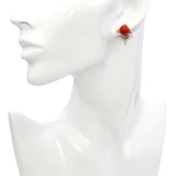 Vintage 18k Yellow Gold Coral Screw Back Stud Earrings