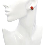 Vintage Yellow Gold Coral Screw Back Stud Earrings