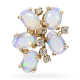 Vintage Yellow Gold Crystal Opal and Diamond Slider Pendant