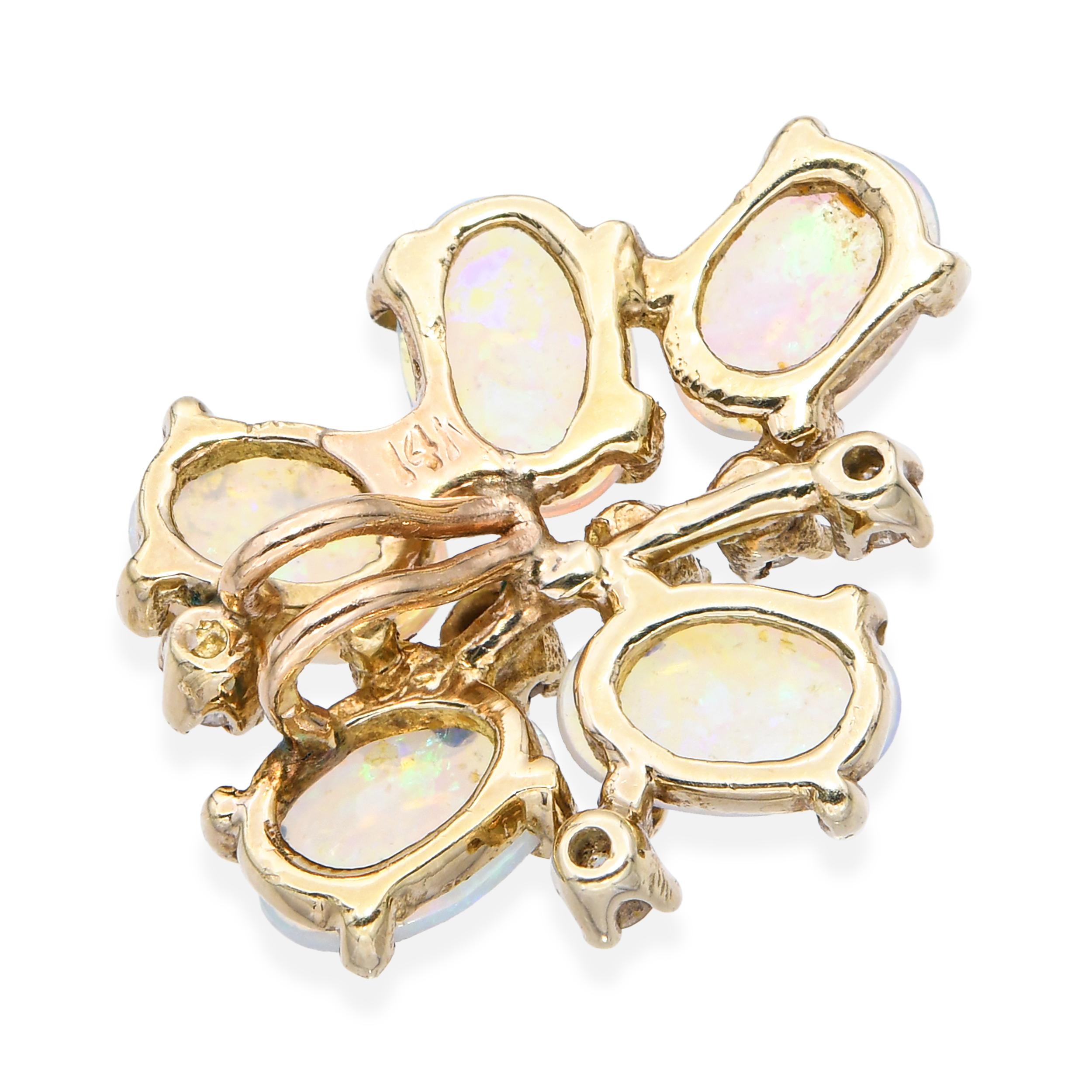 Vintage Yellow Gold Crystal Opal and Diamond Slider Pendant
