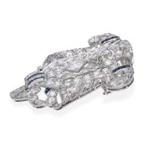Art Deco Platinum 4.54ctw Diamond and Sapphire Shield Brooch