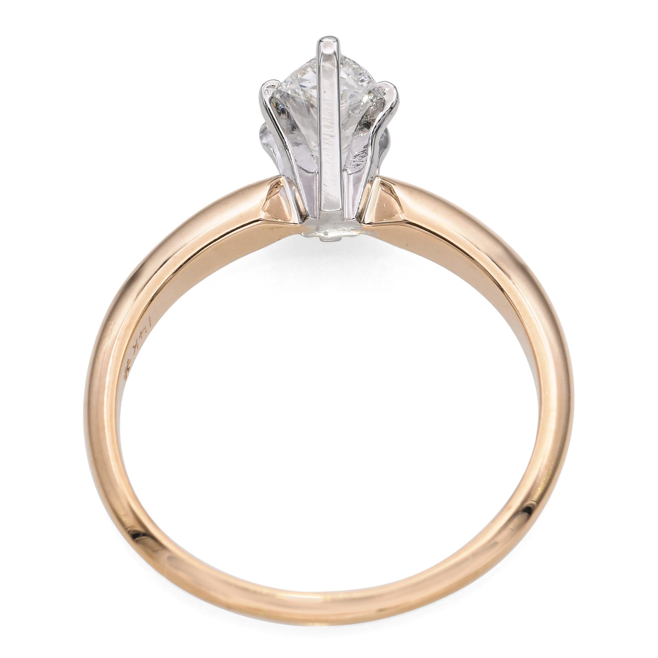 14k Yellow Gold and Platinum GIA G I1 0.76ct Pear Shaped Diamond Engagement Ring