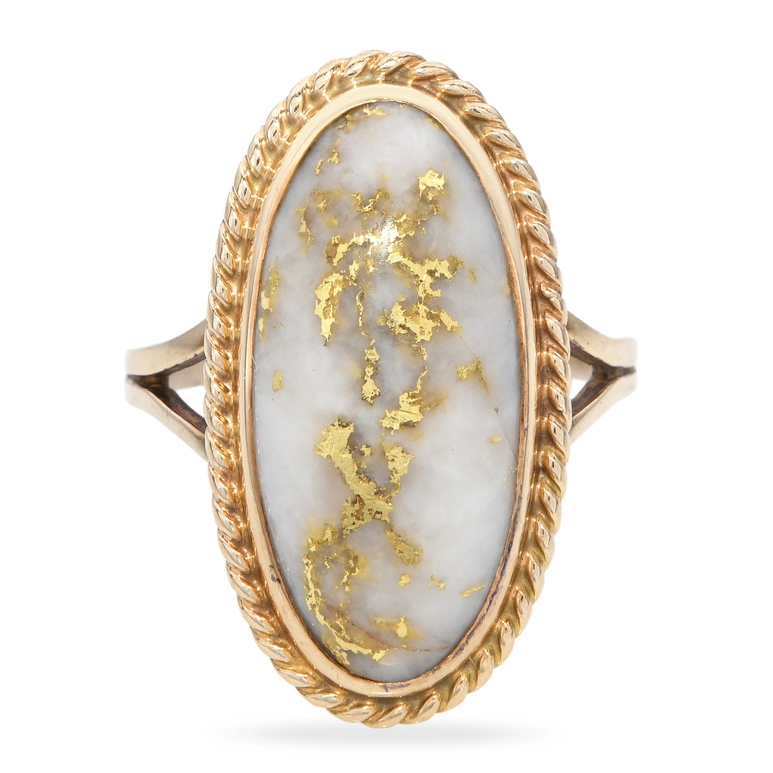 Vintage Yellow Gold Native Gold in Quartz Ring
