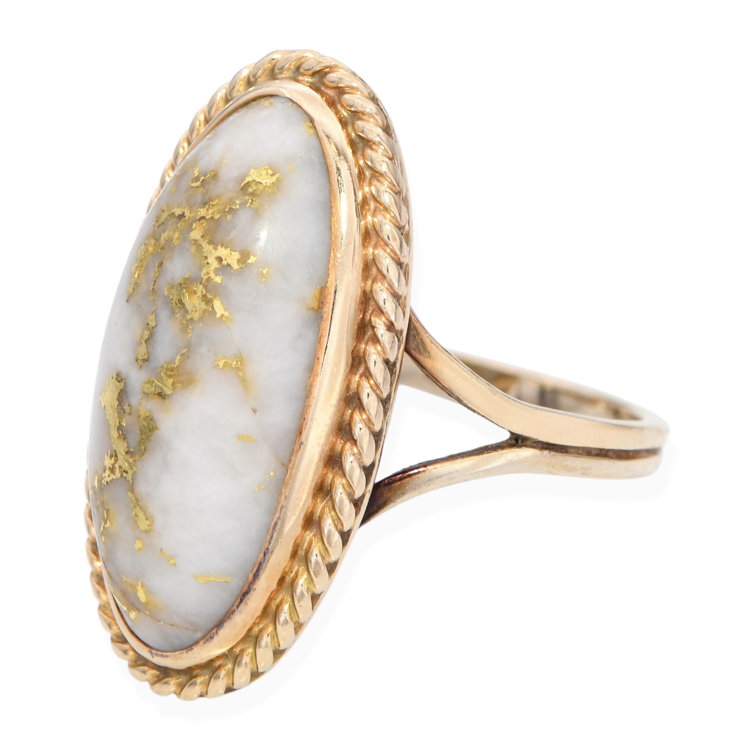 Vintage Yellow Gold Native Gold in Quartz Ring