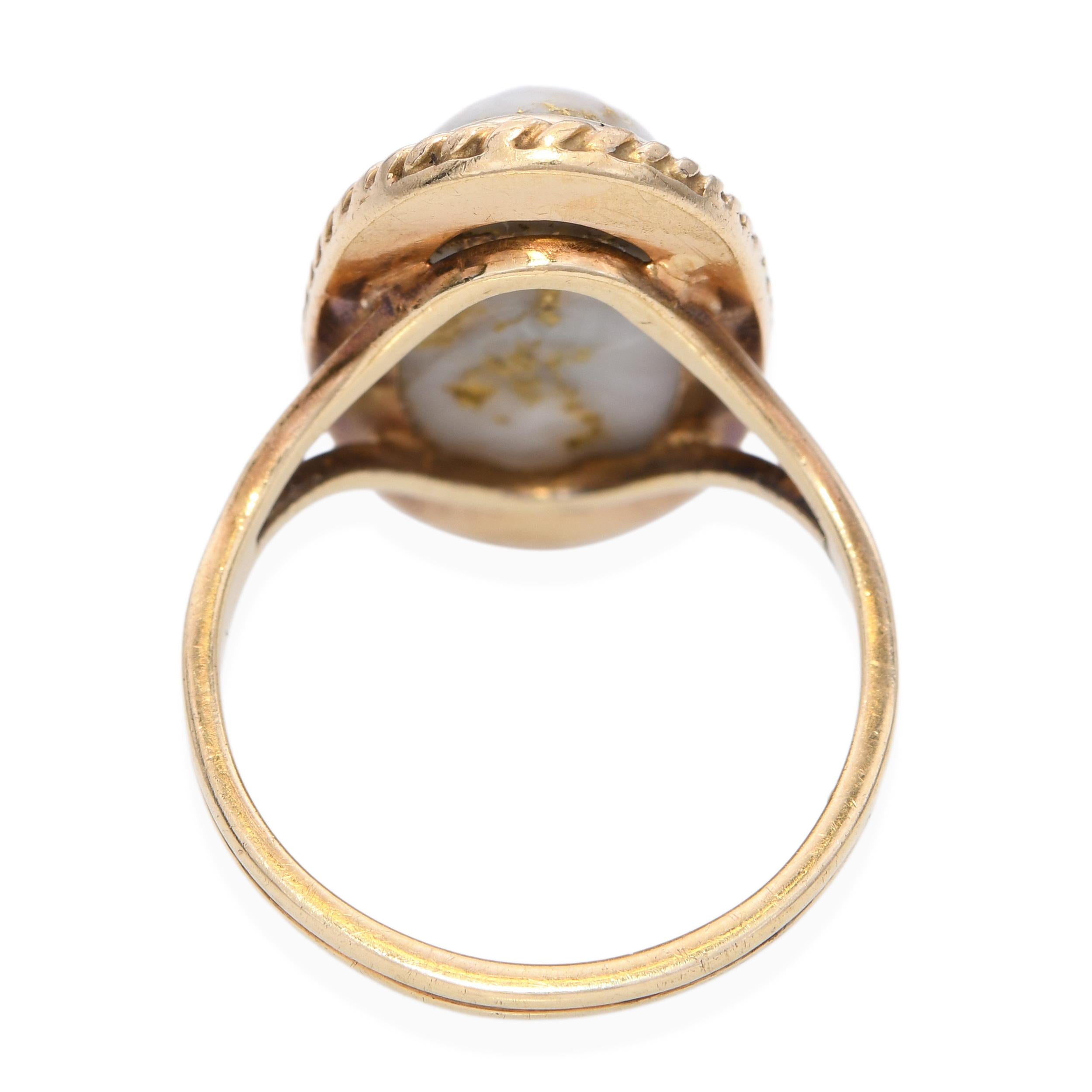 Vintage Yellow Gold Native Gold in Quartz Ring