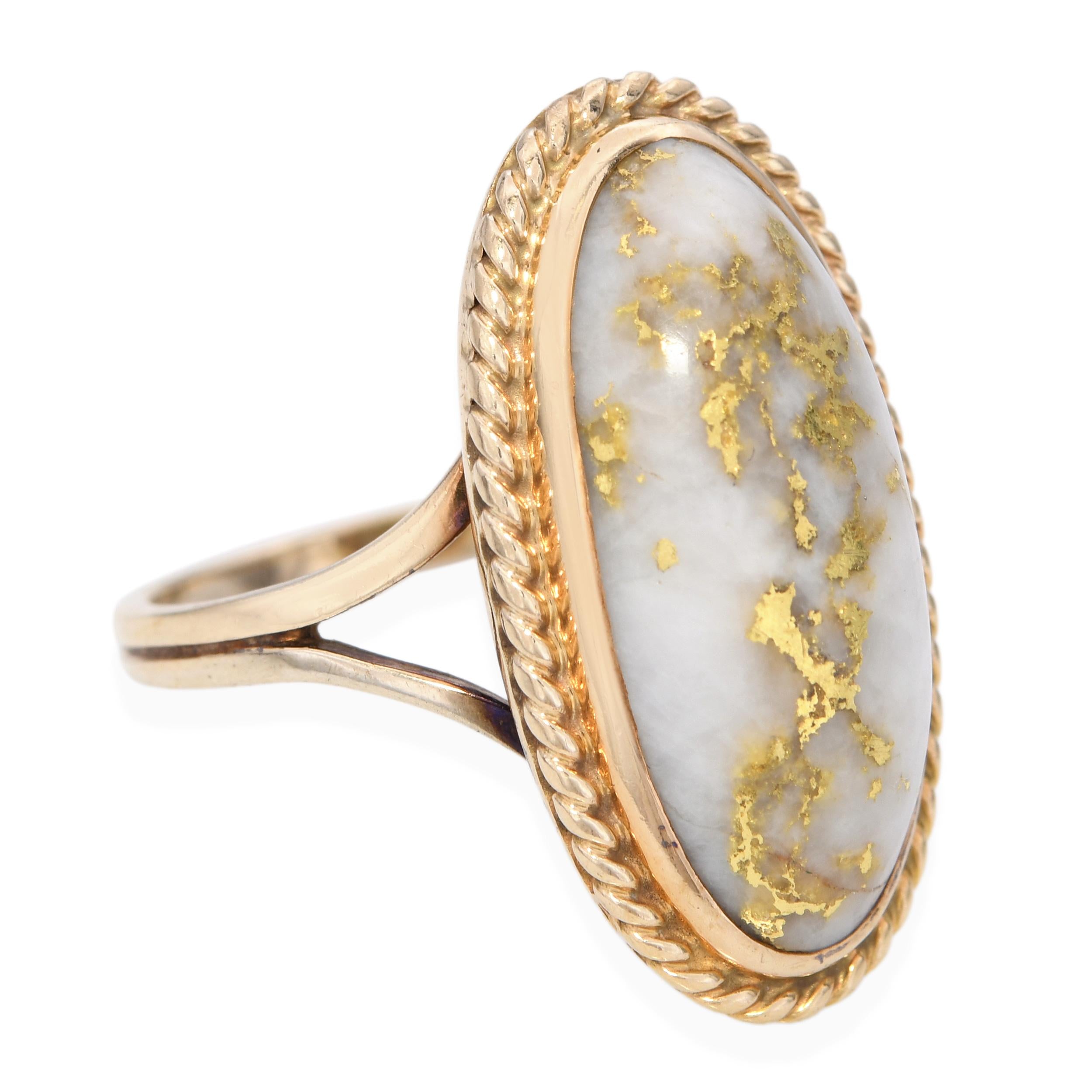 Vintage Yellow Gold Native Gold in Quartz Ring