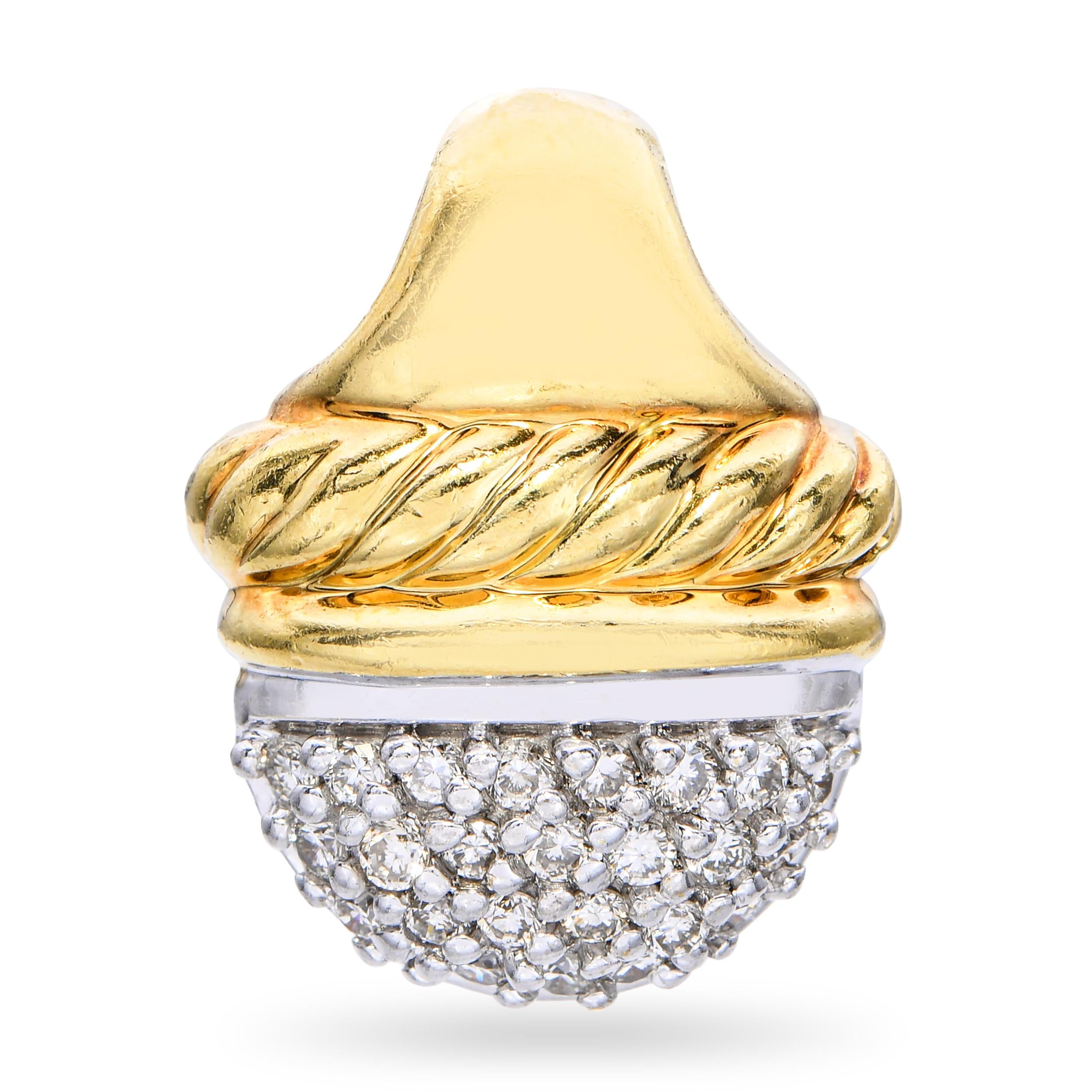 David Yurman 18k Yellow Gold Diamond Acorn Pendant