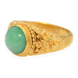 Vintage 24k Yellow Gold Jade Dome Ring