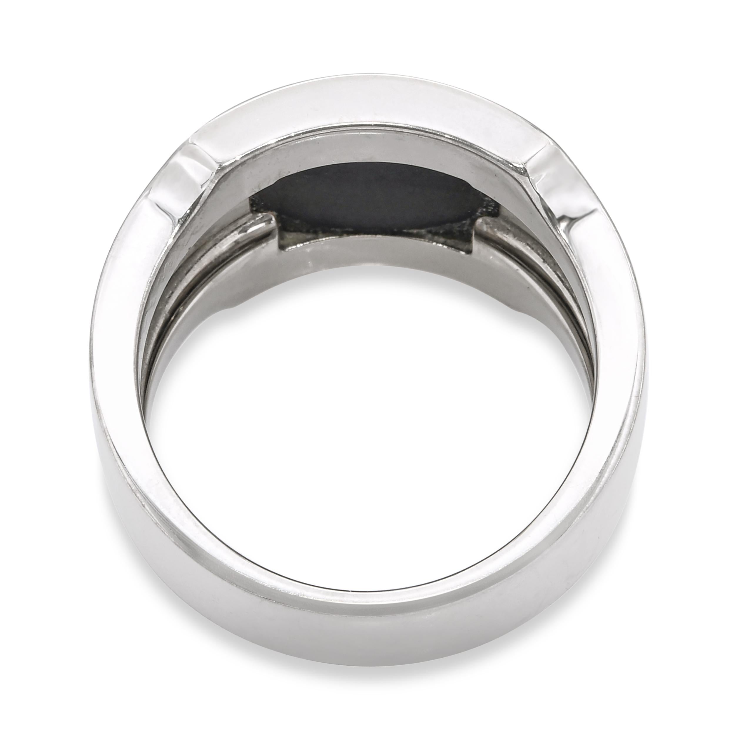 Cartier Santos 18K White Gold Hawk’s Eye Dumont Ring
