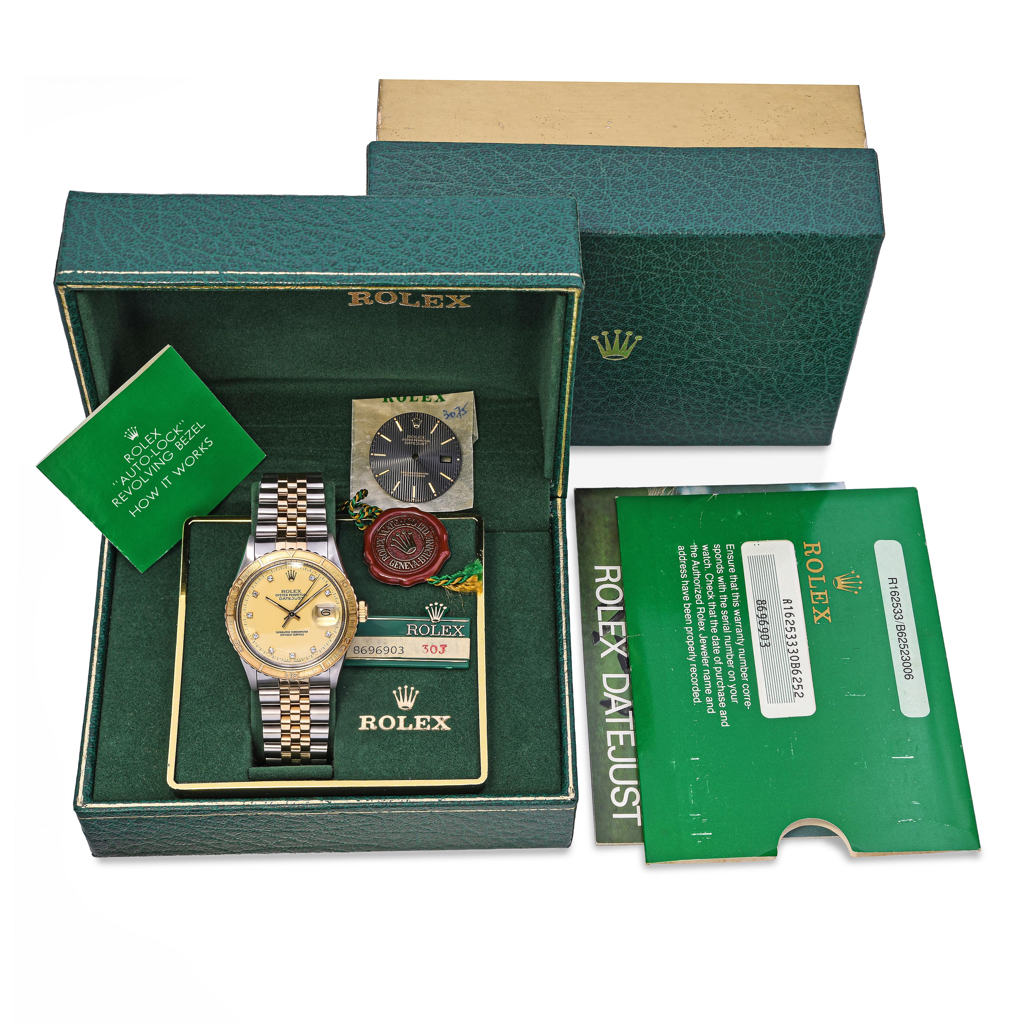 Vintage Rolex Datejust Thunderbird Two Tone Diamond Dial Watch Ref. 16253