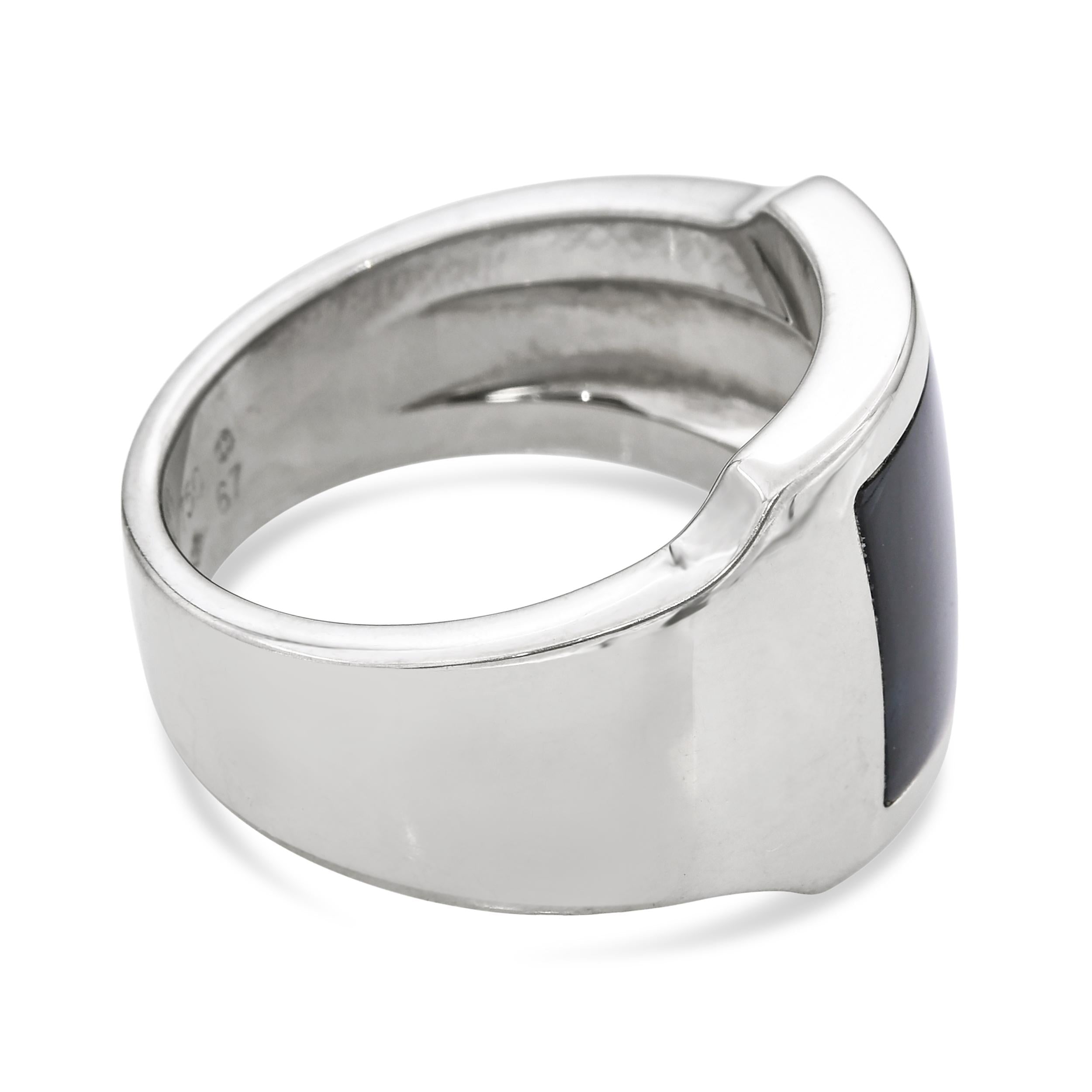 Cartier Santos 18K White Gold Hawk’s Eye Dumont Ring