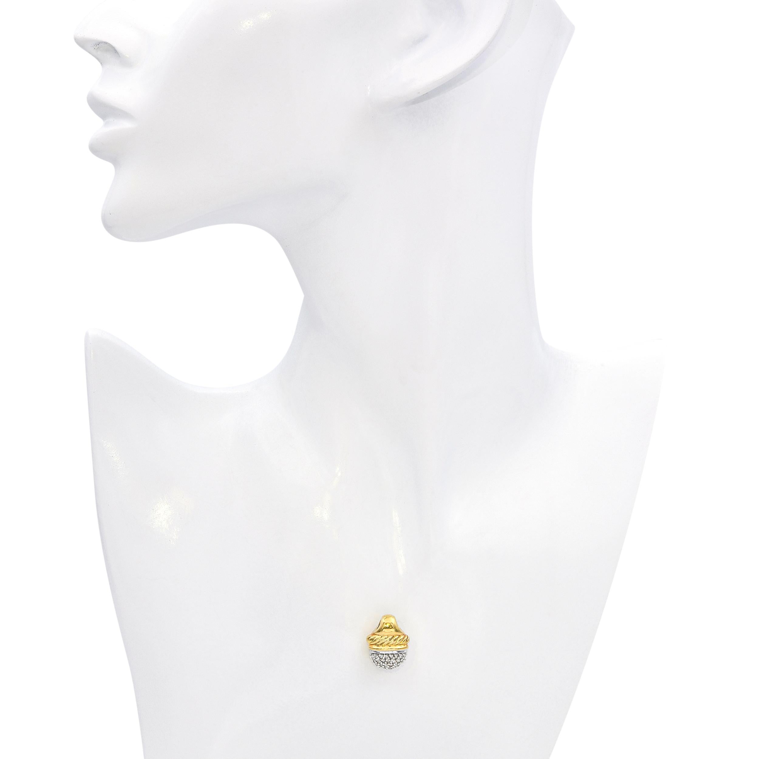 David Yurman 18k Yellow Gold Diamond Acorn Pendant