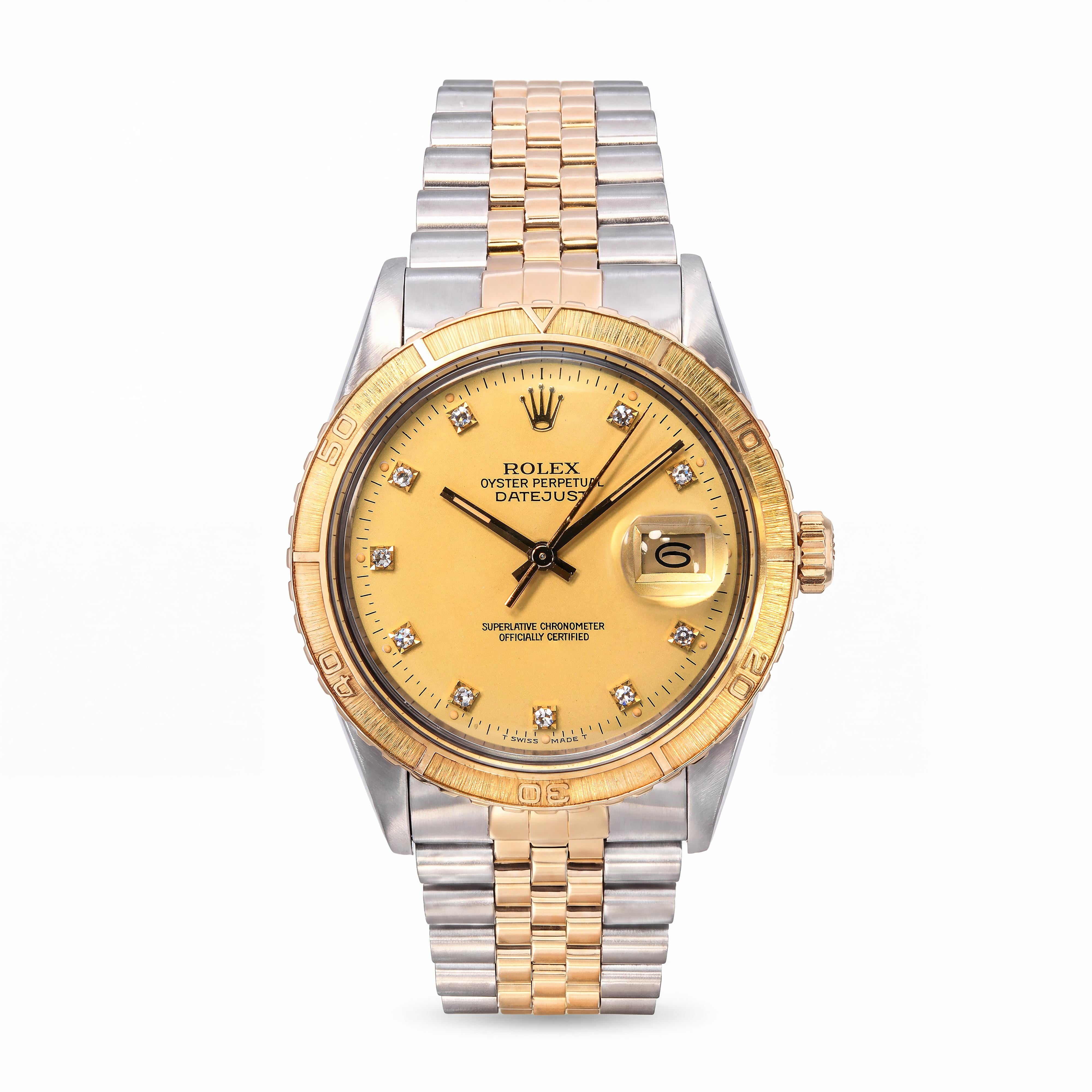 Vintage Rolex Datejust Thunderbird Two Tone Diamond Dial Watch Ref. 16253