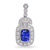 Platinum 2.57ct Ceylon Deep Royal Blue Sapphire & Diamond Pendant