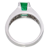 Platinum GIA F1 1.80ct Zambian Emerald and Marquise Diamond Ring