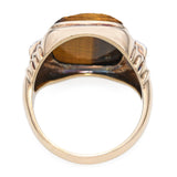 Vintage 10k Yellow Gold Tigers Eye Cameo and Diamond Ring