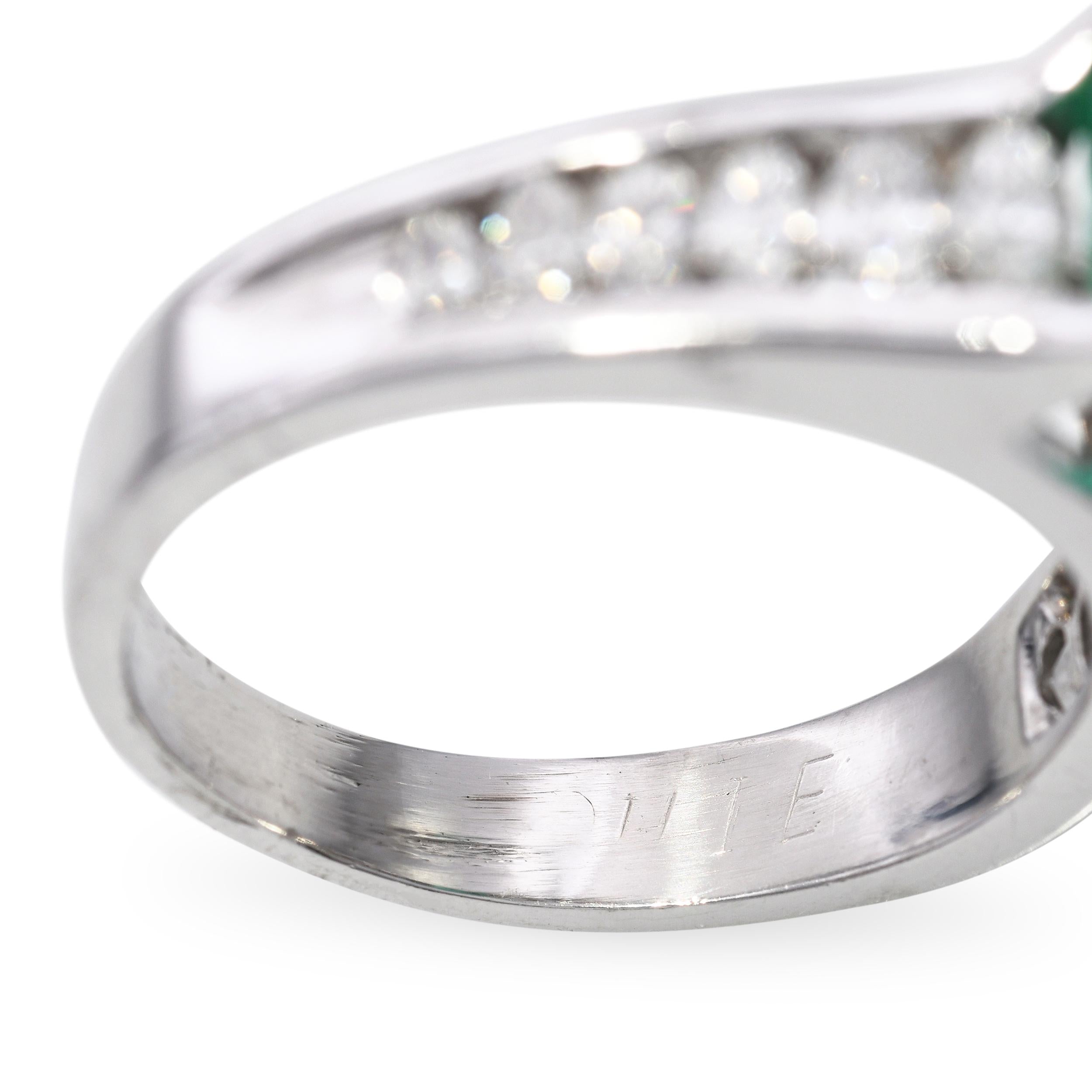 Platinum GIA F1 1.80ct Zambian Emerald and Marquise Diamond Ring