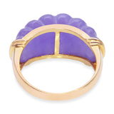 Vintage 14K Yellow Gold Carved Lavender Jadeite Statement Ring