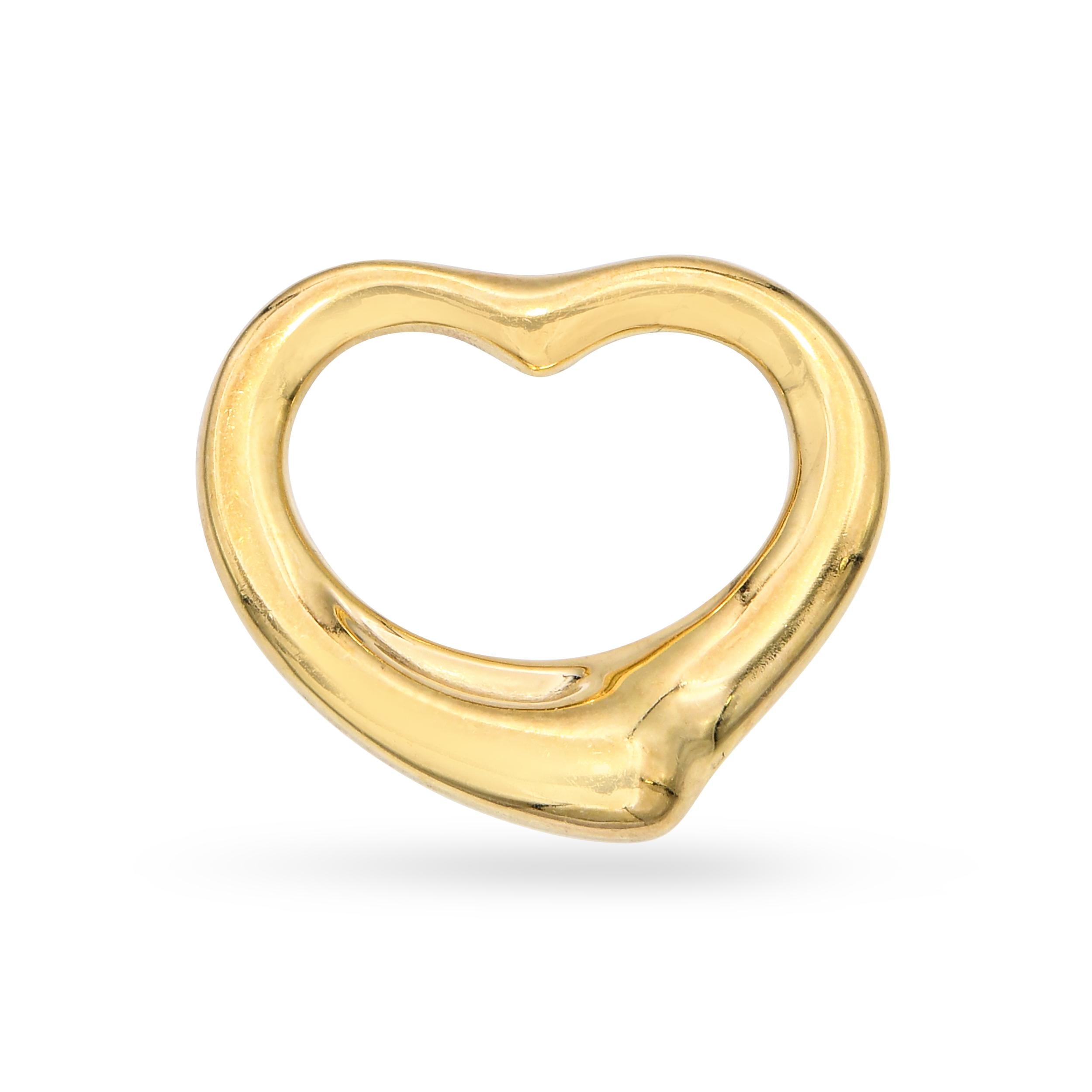 Vintage 18k Yellow Gold Tiffany & Co. Elsa Peretti Open Heart Pendant