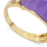 Vintage 14K Yellow Gold Carved Lavender Jadeite Statement Ring