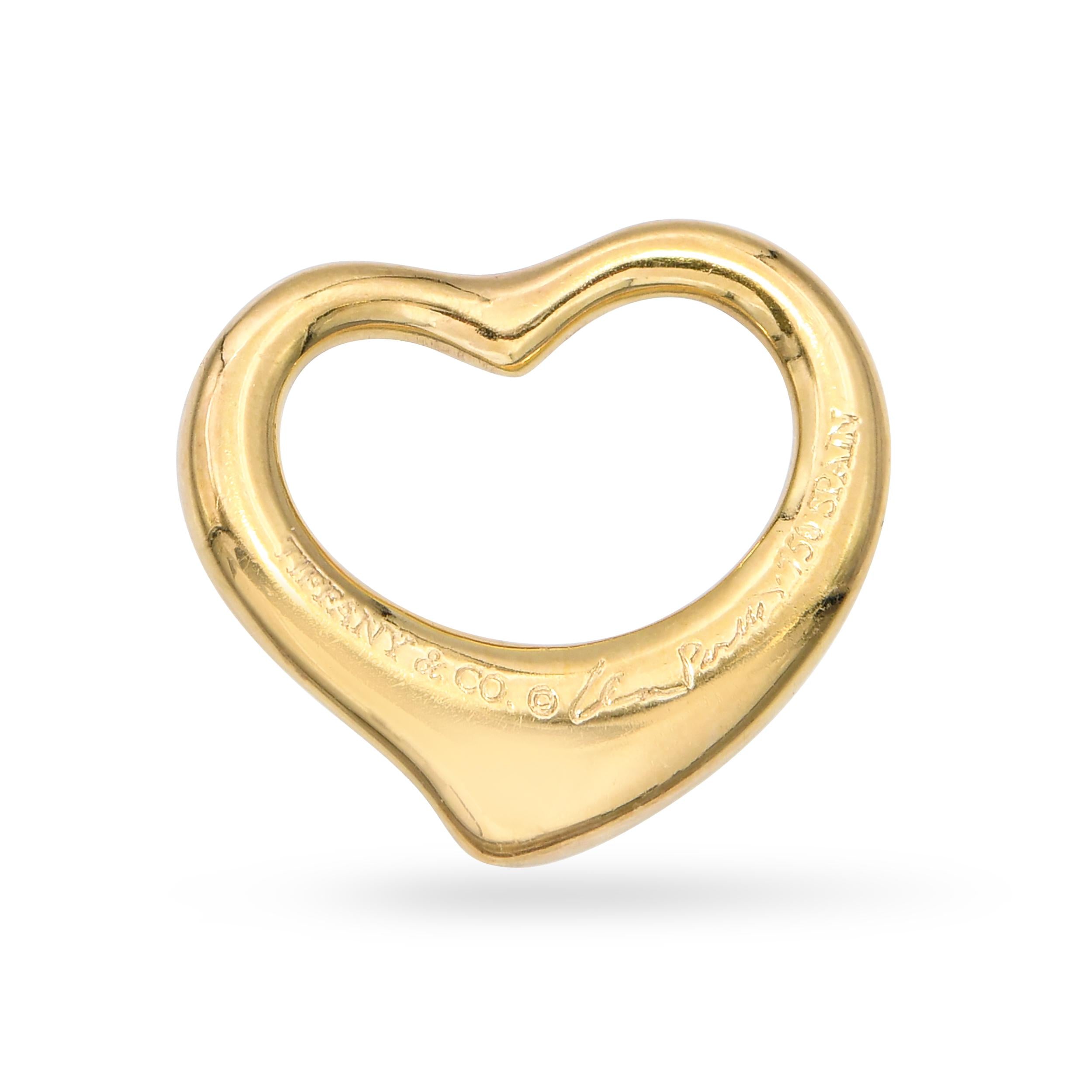 Vintage 18k Yellow Gold Tiffany & Co. Elsa Peretti Open Heart Pendant