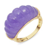 Vintage 14K Yellow Gold Carved Lavender Jadeite Statement Ring
