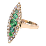 Antique 10k Yellow Gold 0.70tcw Emerald and Pearl Navette Ring