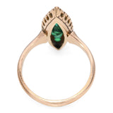 Antique 10k Yellow Gold 0.70tcw Emerald and Pearl Navette Ring
