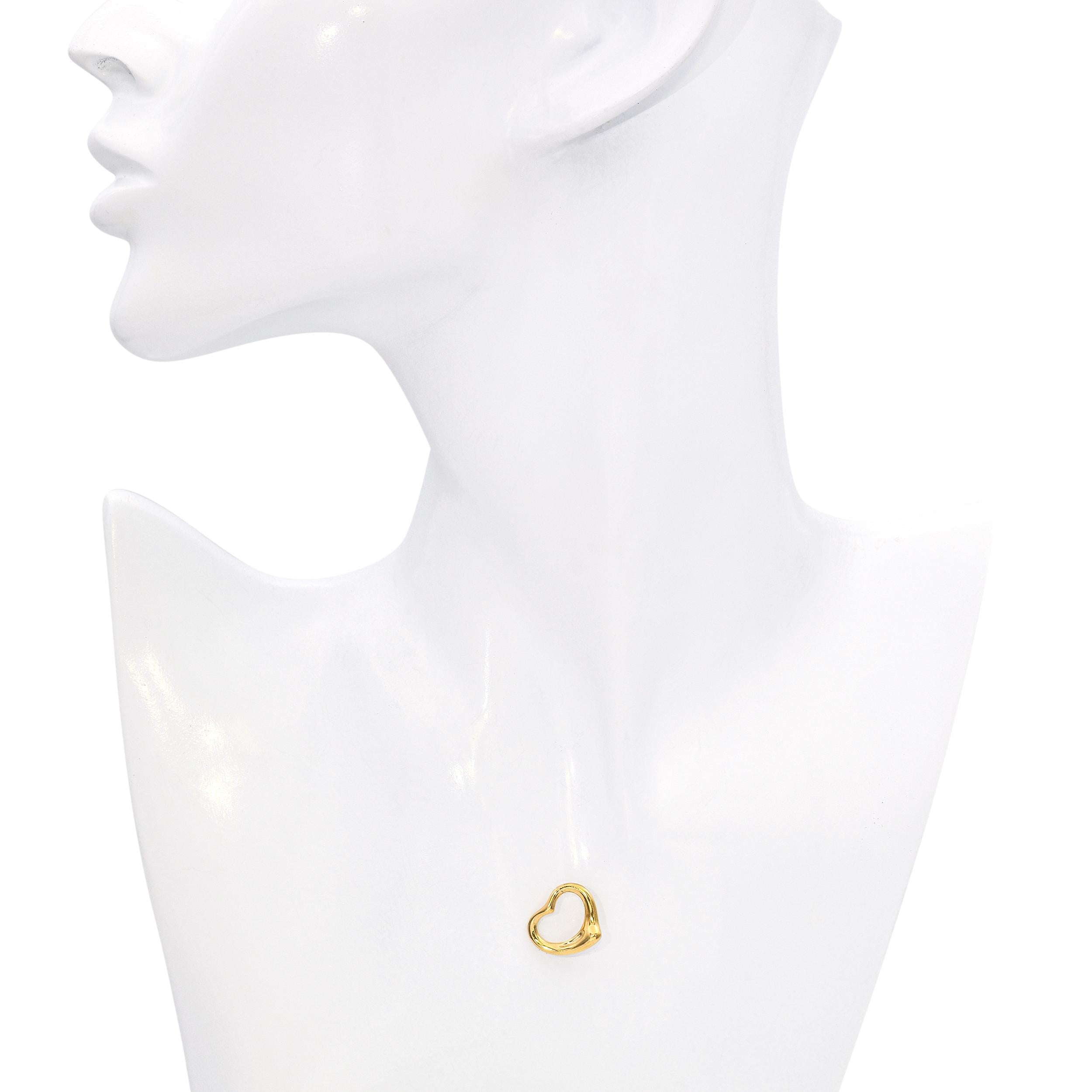 Vintage 18k Yellow Gold Tiffany & Co. Elsa Peretti Open Heart Pendant
