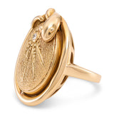 Antique 13k Yellow Gold Diamond Snake and Shooting Star Ring