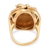 Antique 13k Yellow Gold Diamond Snake and Shooting Star Ring