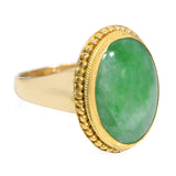 Vintage Yellow Gold Green Jade Ring