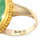 Vintage Yellow Gold Green Jade Ring