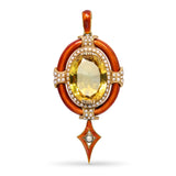 Antique Victorian 19k Yellow Gold Citrine Pearl Enamel Pendant
