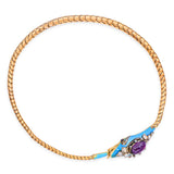 Antique 19k Yellow Gold Rhodolite, Diamond & Enamel Serpentine Necklace
