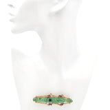 Vintage 14k Yellow Gold Jade and Ruby Bamboo Sheath Carving Brooch