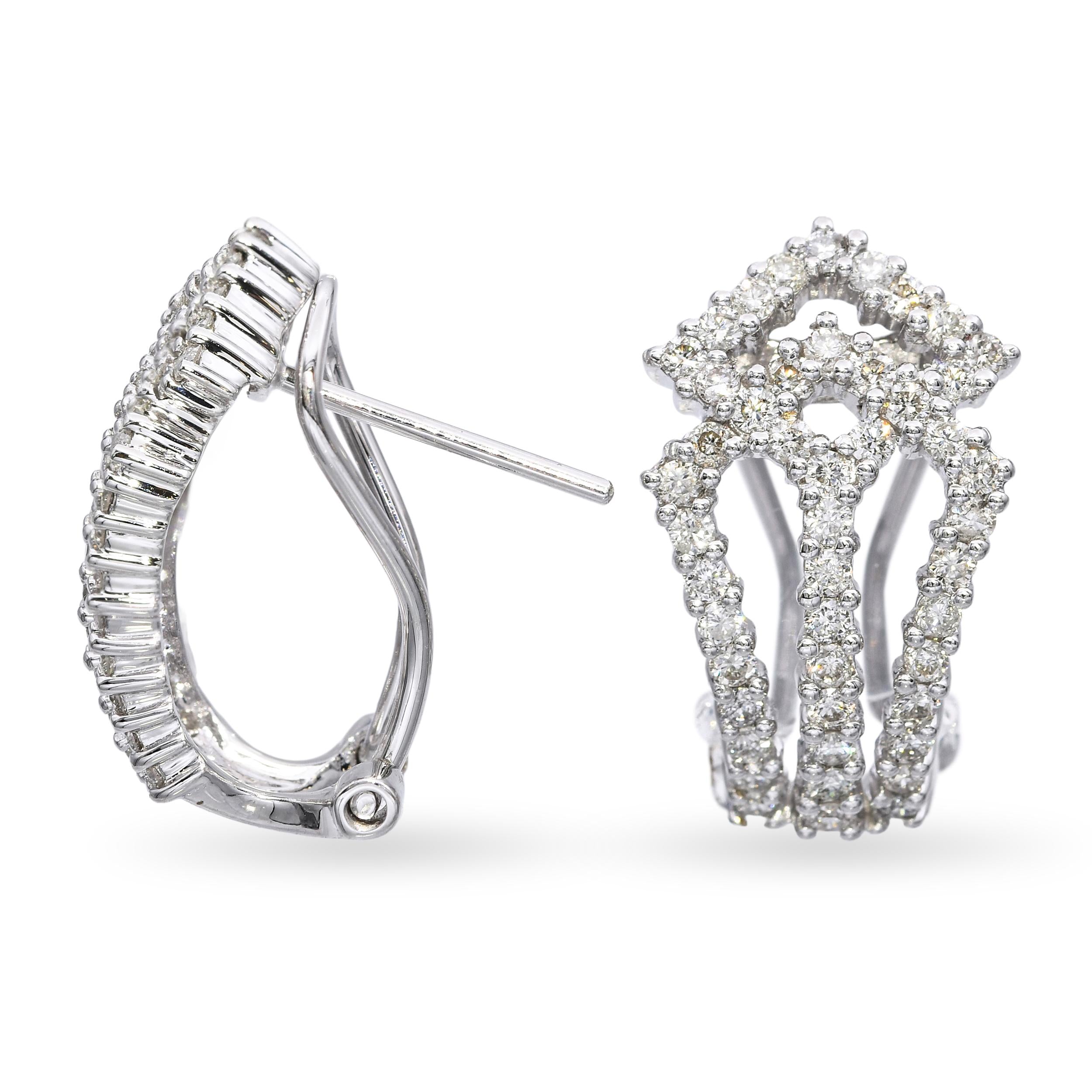 18k White Gold 1.00tcw Diamond Geometric Design Earrings