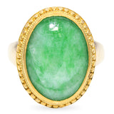 Vintage Yellow Gold Green Jade Ring
