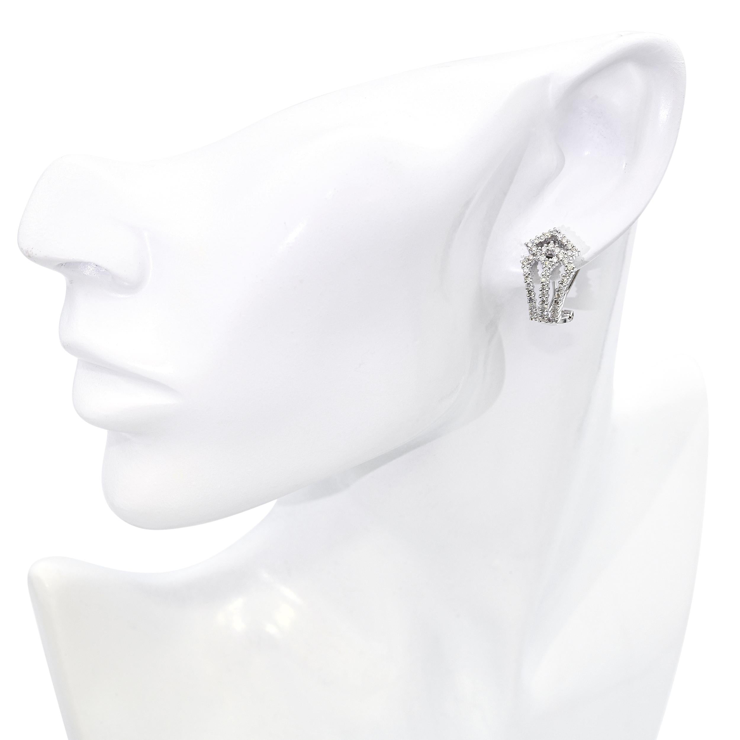 18k White Gold 1.00tcw Diamond Geometric Design Earrings