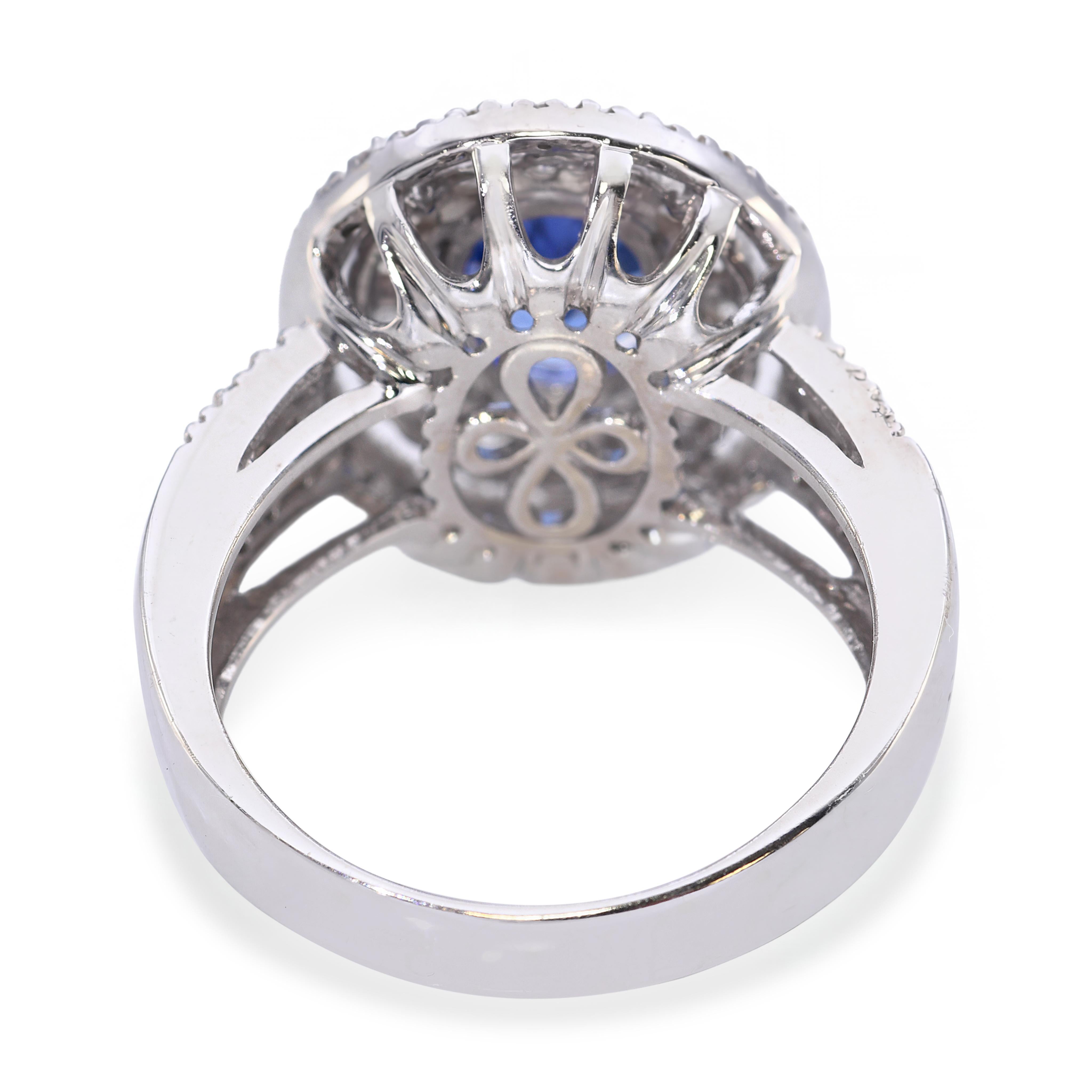14k White Gold 1.55ct Tanzanite & Diamond Ring