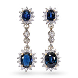 Vintage 14k Two Tone Gold 4.02tcw Sapphire and Diamond Dangle Earrings