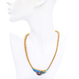 Antique 19k Yellow Gold Rhodolite, Diamond & Enamel Serpentine Necklace