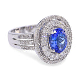 14k White Gold 1.55ct Tanzanite & Diamond Ring
