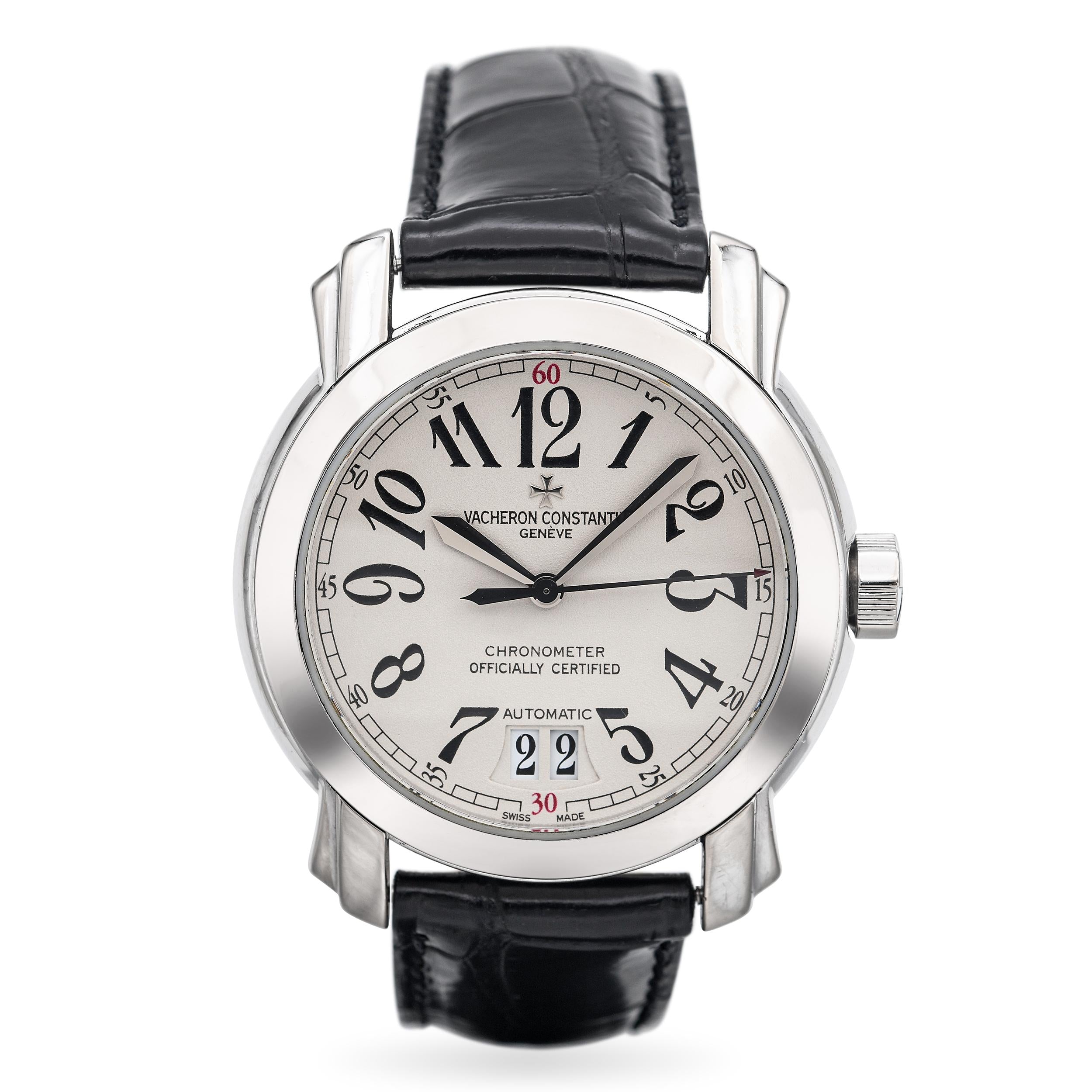 Vacheron Constantin Malte 18k White Gold Skeleton Date Automatic Men's Watch