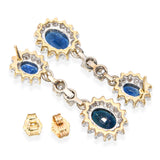 Vintage 14k Two Tone Gold 4.02tcw Sapphire and Diamond Dangle Earrings