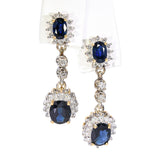 Vintage 14k Two Tone Gold 4.02tcw Sapphire and Diamond Dangle Earrings