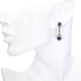 Vintage 14k Two Tone Gold 4.02tcw Sapphire and Diamond Dangle Earrings
