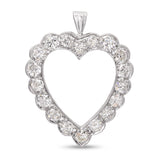Vintage 13k White Gold Diamond Heart Shape Pendant